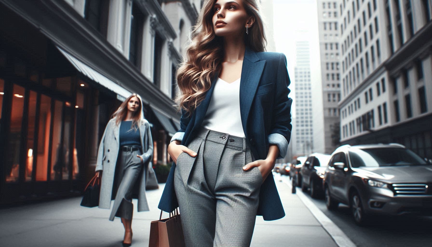 grey dress pants blue blazer How To Wear Blue & Gray