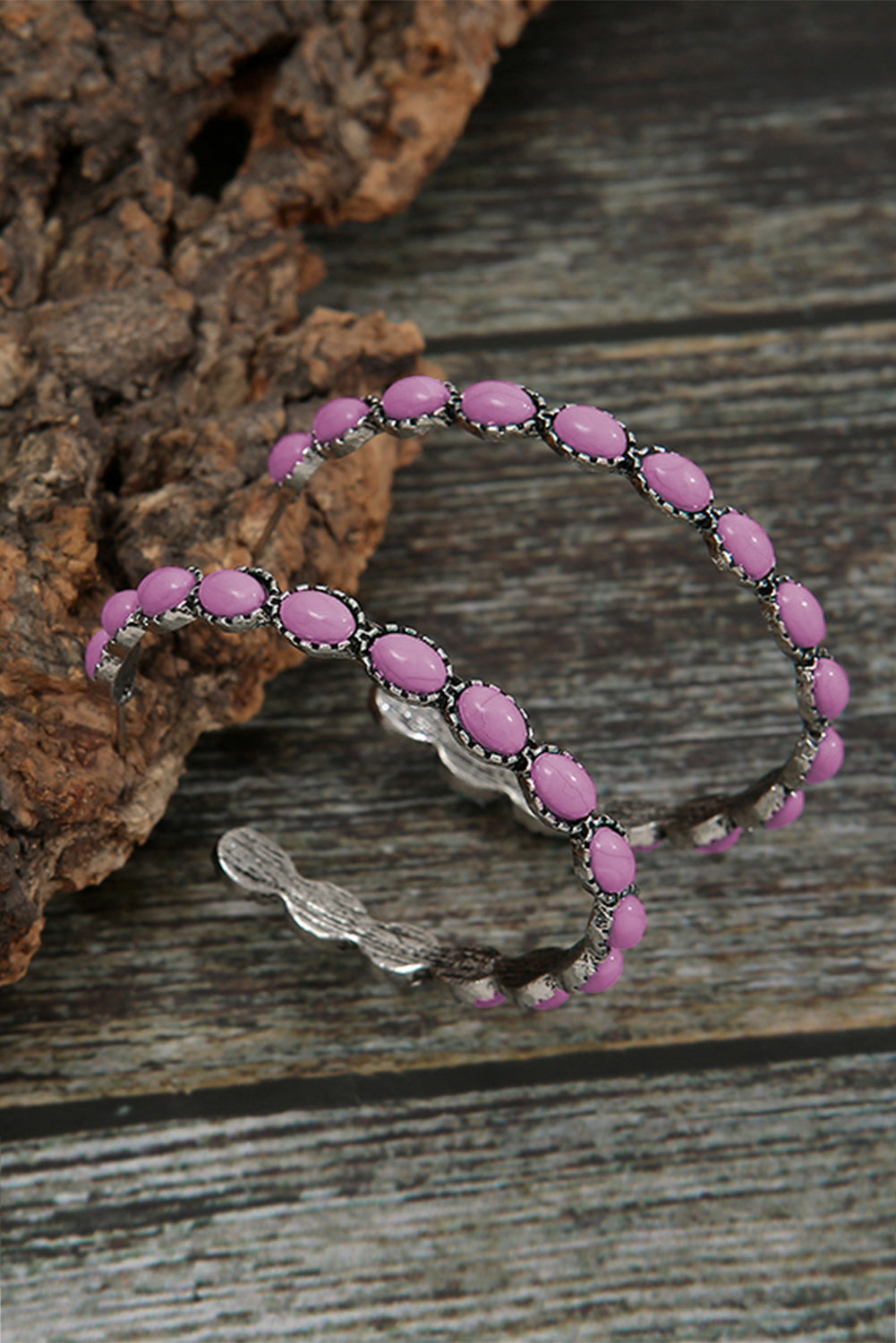 Pendientes Retro Círculo Turquesa En Forma De C