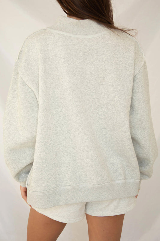 Gray Polka Dot Letter Print Loose Fit Long Sleeve Plus Size Sweatshirt