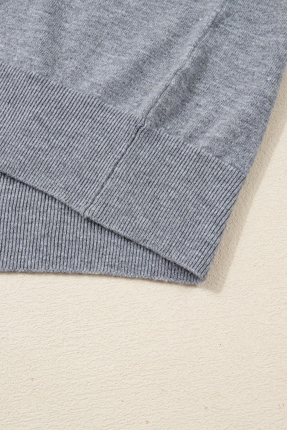 Gray Contrast Striped Trim V Neck Varsity Sweater