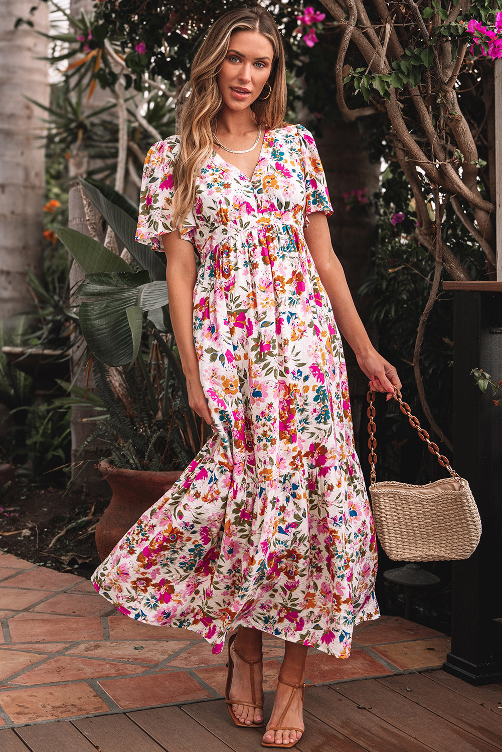high waist dress Red Floral Short Sleeve V Neck Maxi PR-D Designed for both comfort Women's Petite Cargo Shirt Size:XXS (1-2 years)