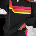 Ensemble deux pièces décontracté avec pull et short à rayures noires