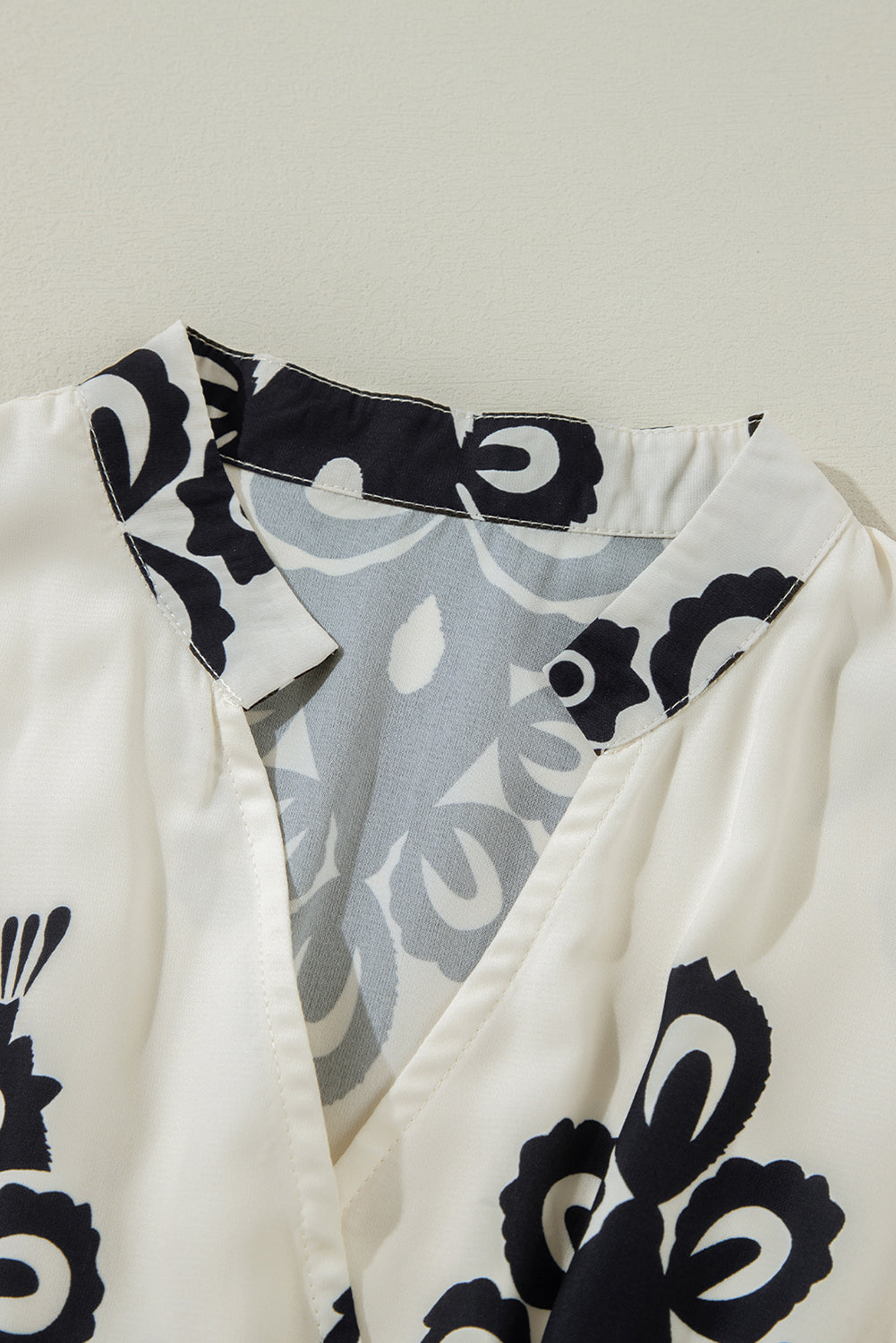 Robe midi ample beige à imprimé géométrique occidental, manches 3/4