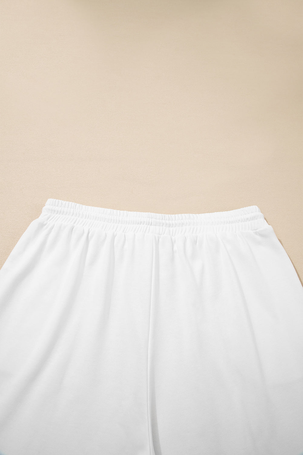 White Textured Raw Seam Plus Size Pullover Top and Drawstring Pants Set