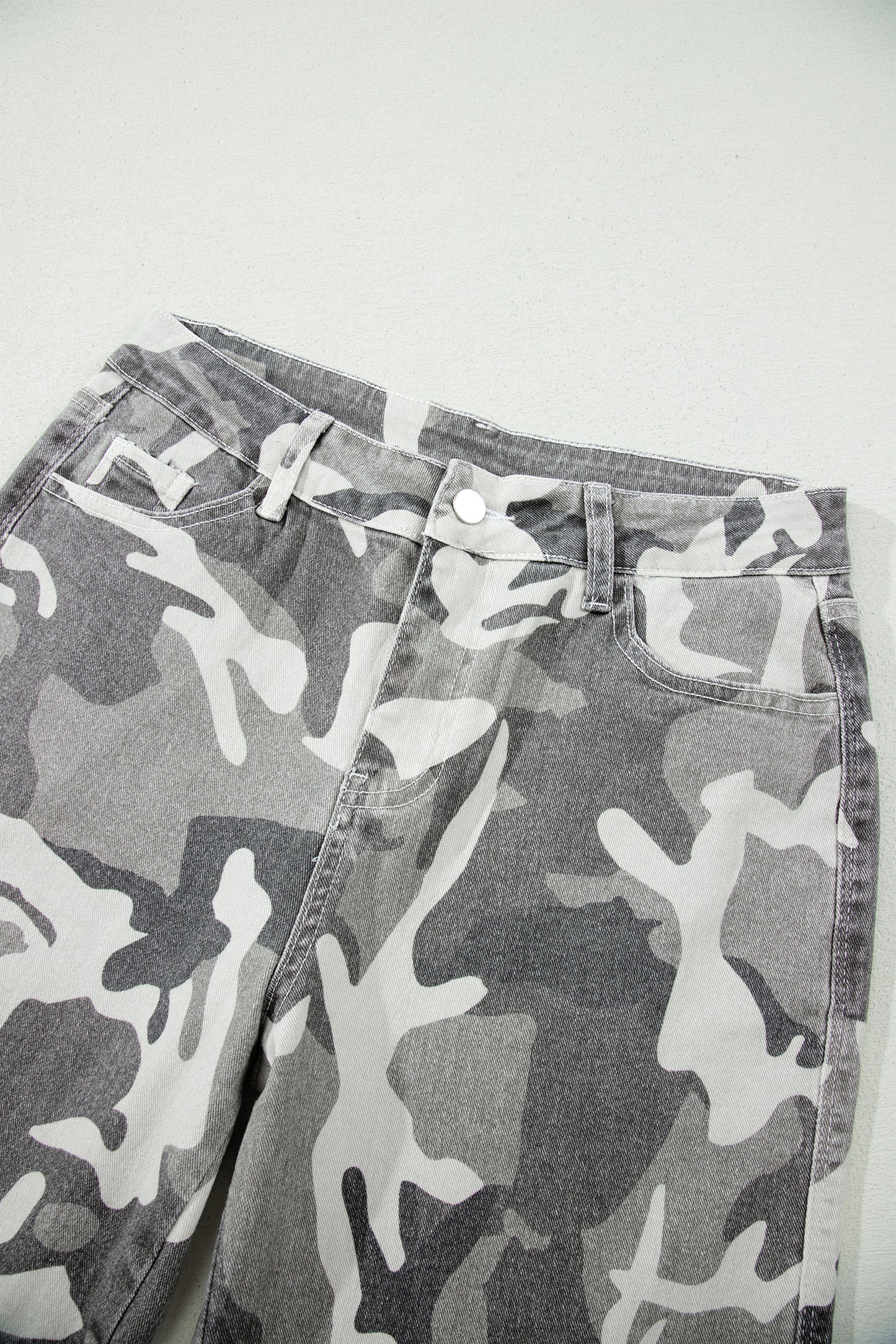 Green Camo Pattern Cotton Denim Shift Jeans