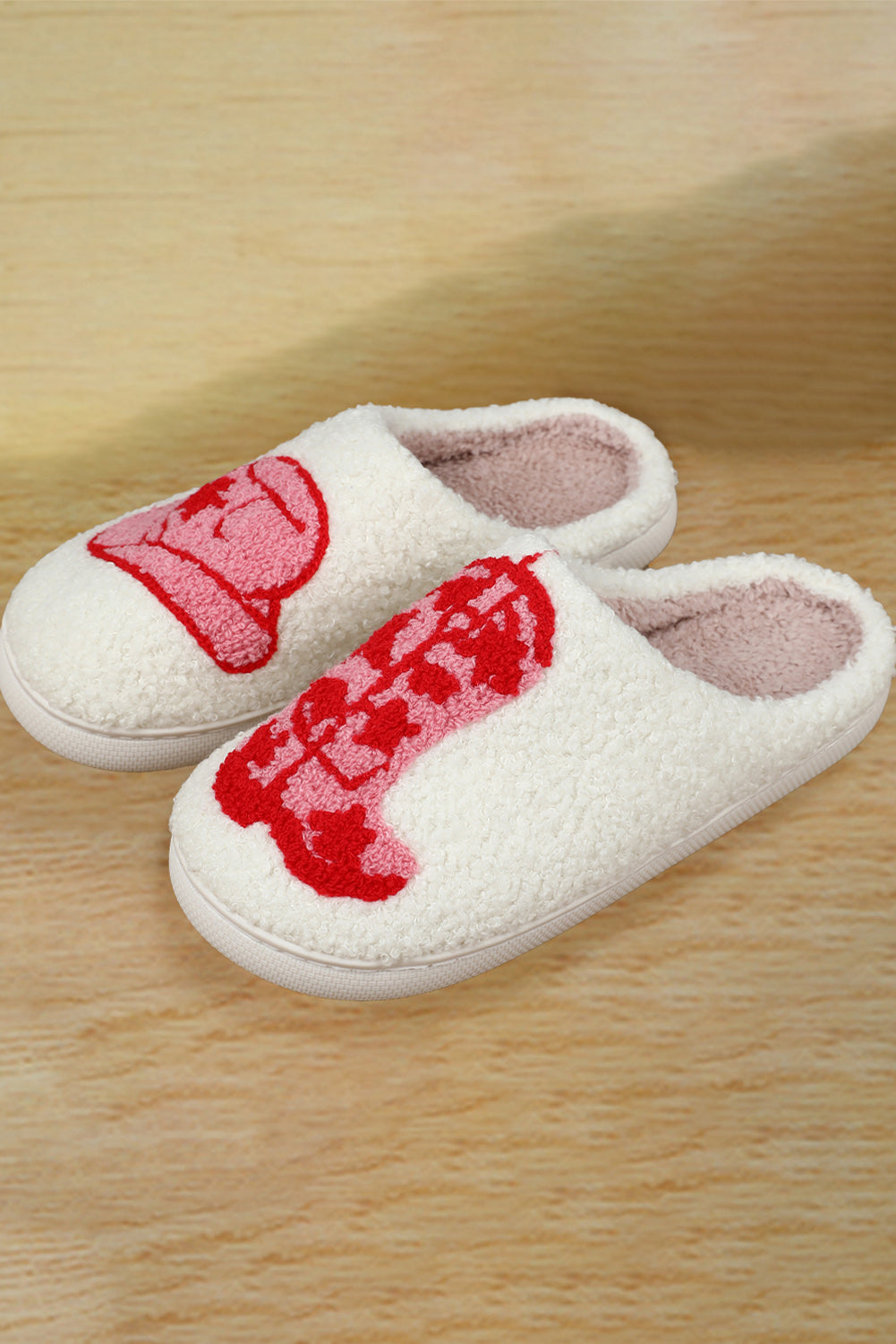 Pantuflas de casa de sherpa con bordado y gráfico occidental de Rush