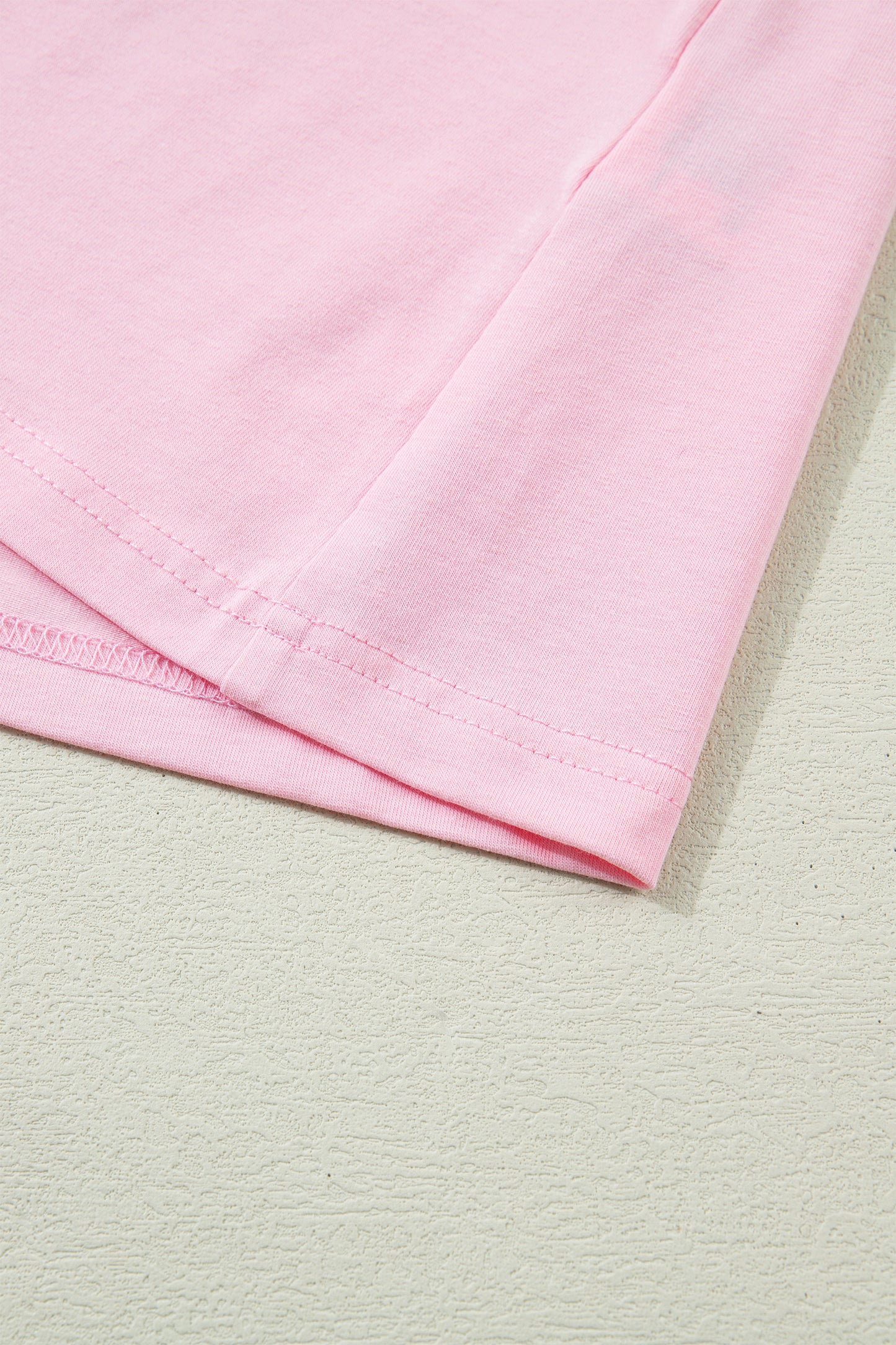 Pink Colorblock Flutter Sleeve Round Neck T Shirt