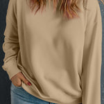 Apricot Solid Crew Neck Drop Shoulder Plus Size Sweatshirt