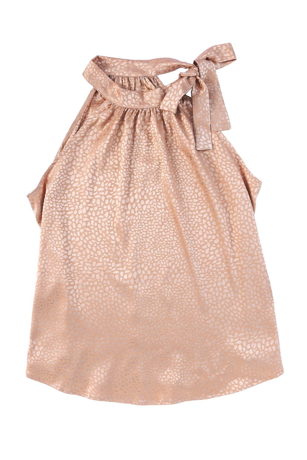 Débardeur léopard sans manches à col montant et lien