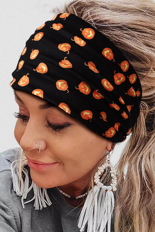 Diadema con lazo estampado con tema de Halloween naranja pomelo