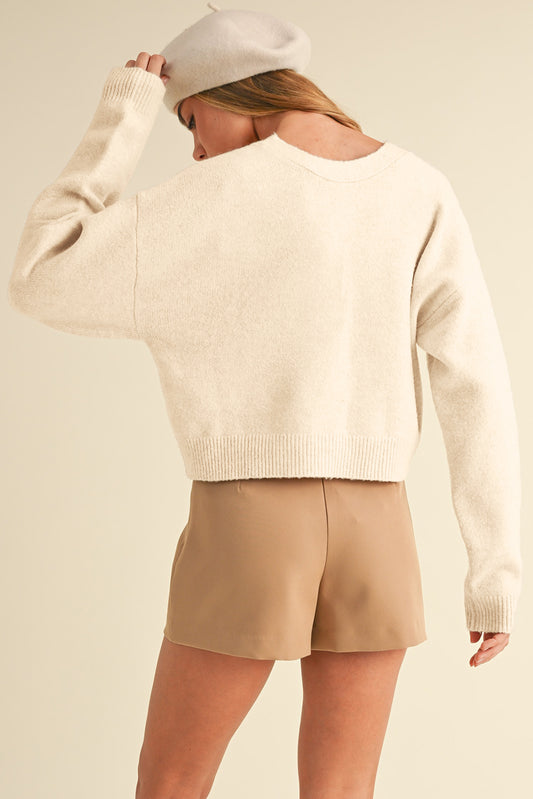 Cardigan en maille ample à col en V et nœud papillon sur le devant Jet Stream