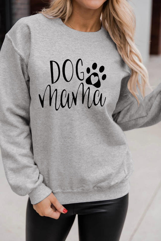Dog MAMA Graphic Print Long Sleeve Sweatshirt