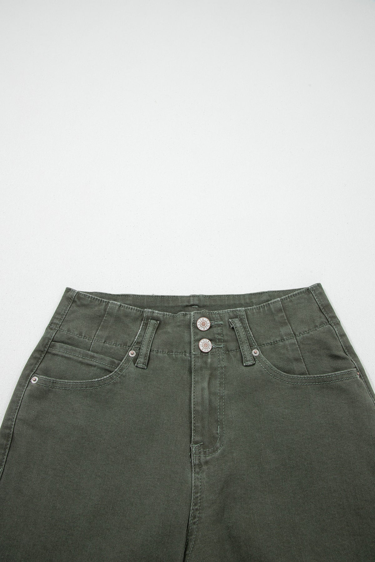 Mist Green 2-Button High Waist Wide Leg Jeans
