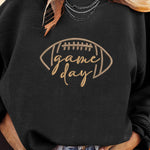 Black Rugby Game Day Embroidered Corduroy Sweatshirt