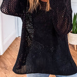Black Crochet Hollow-out Jumper Top Sweater