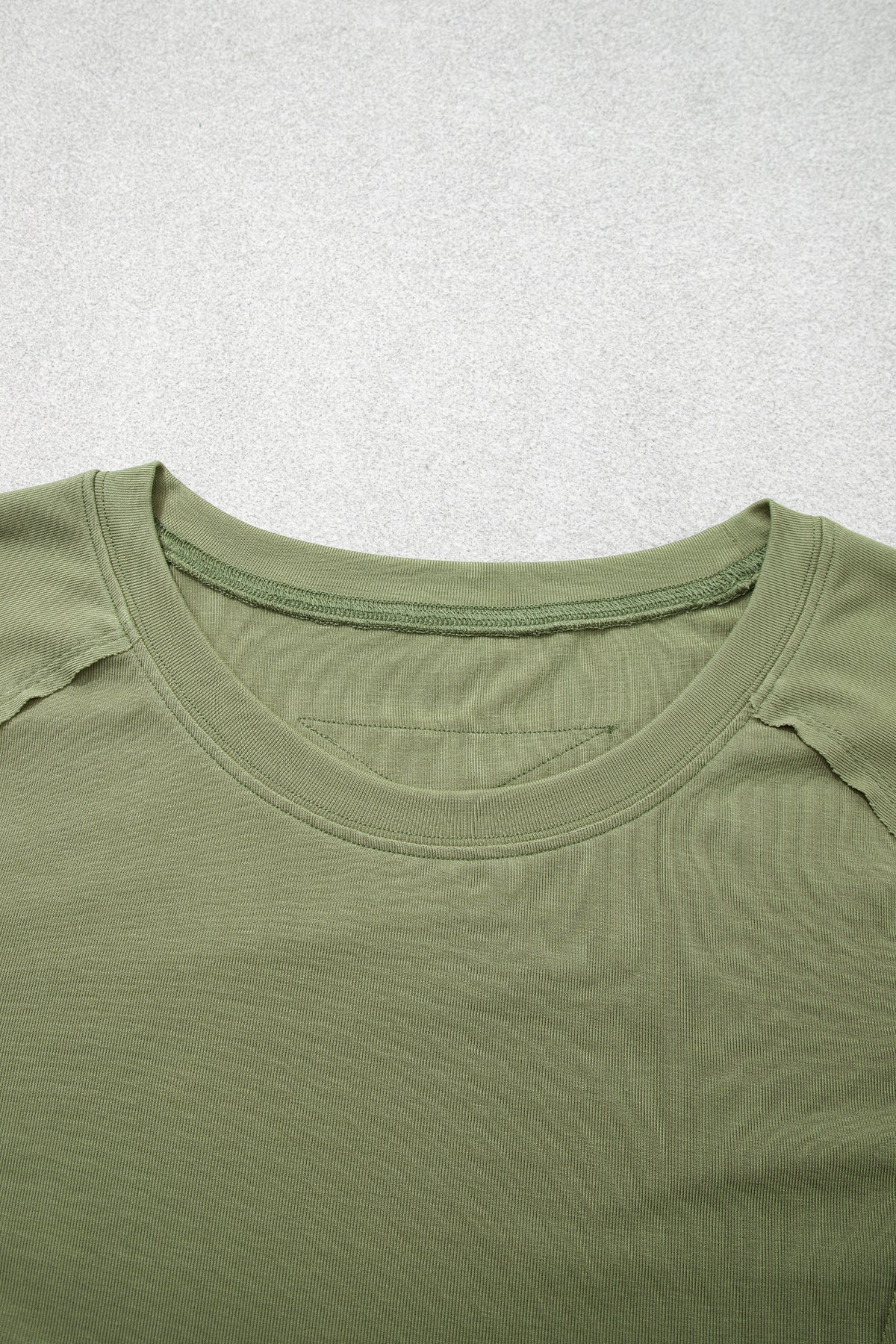 Guacamole Green Round Neck Paneling Long Sleeve Top