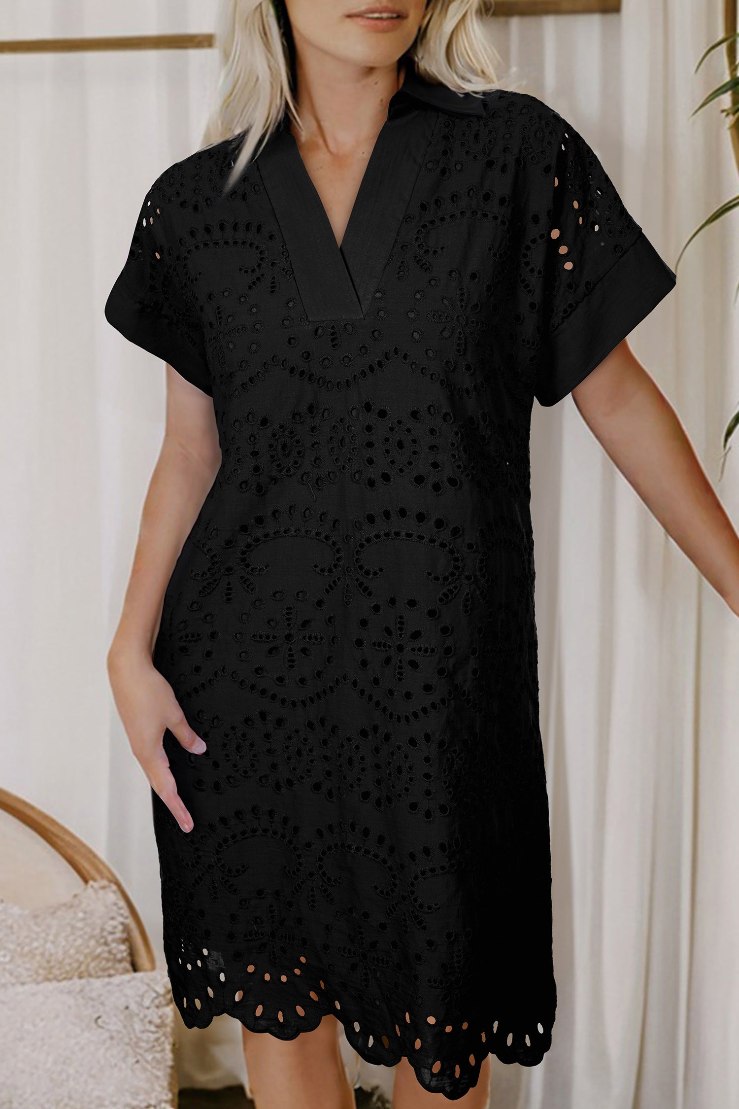 black t shirt mini dress Solid Color Eyelet Embroidered Size:US6 8% Elastane 74% Cotton Montecito Halter Maxi Dress SCH006352_Y_L
