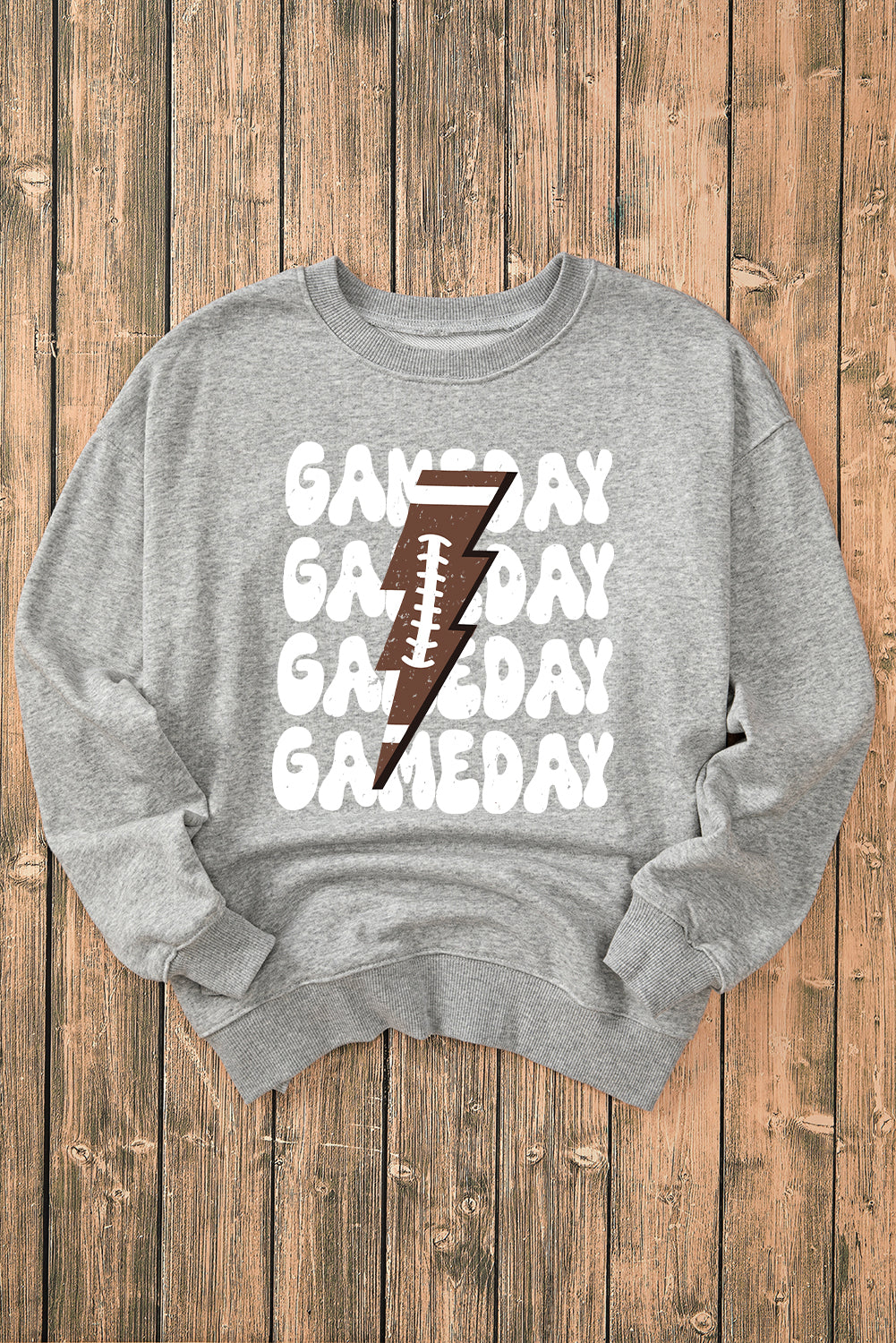 Sweat-shirt gris à imprimé GAME DAY Lightning Rugby Football
