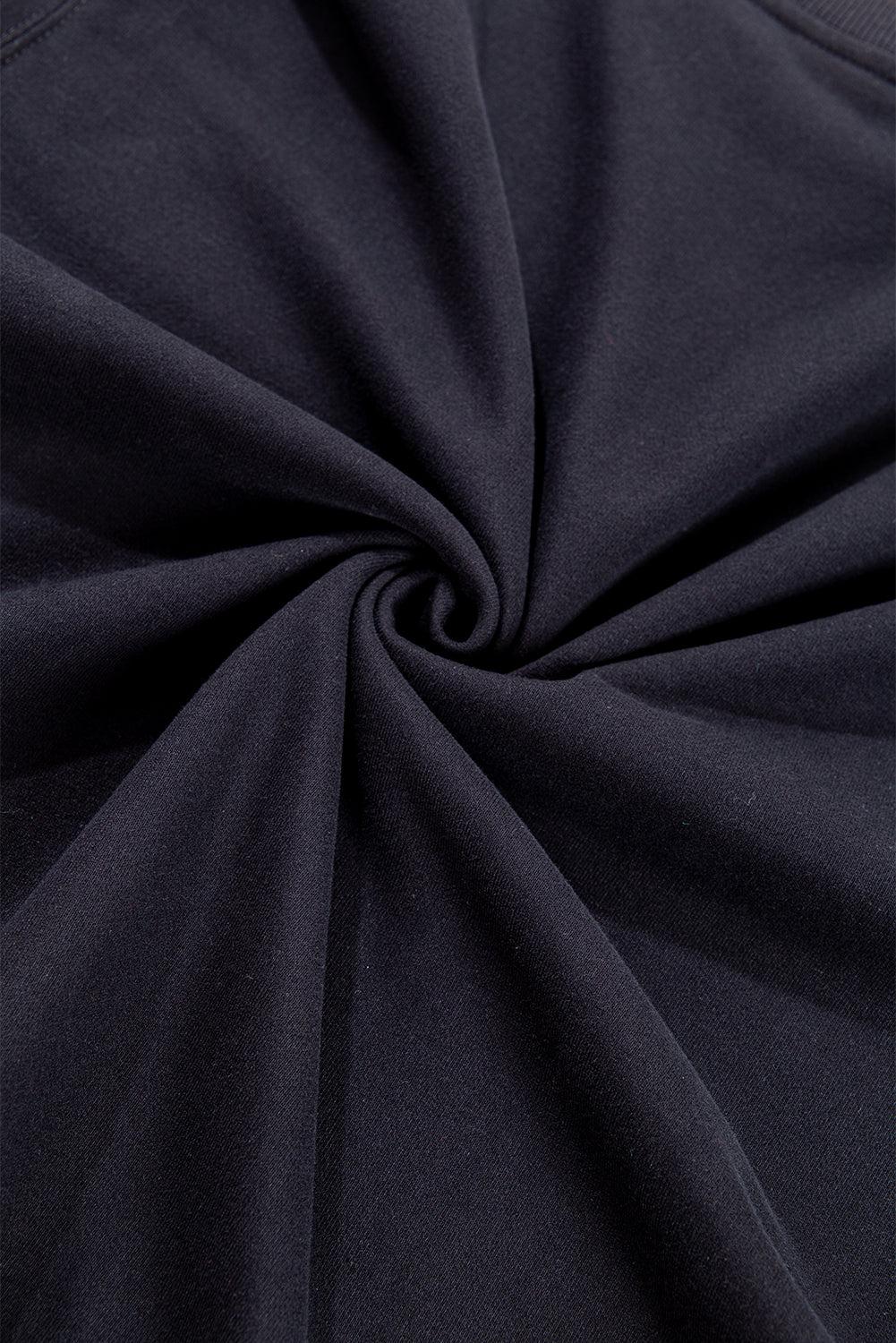 Black Plain Drop Shoulder Crewneck Pullover Sweatshirt