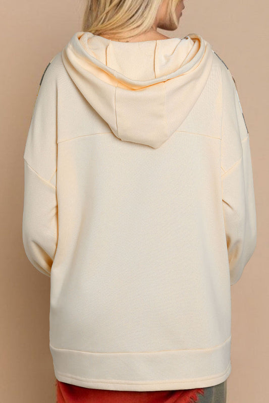 Sweat à capuche surdimensionné à carreaux kaki et poche kangourou