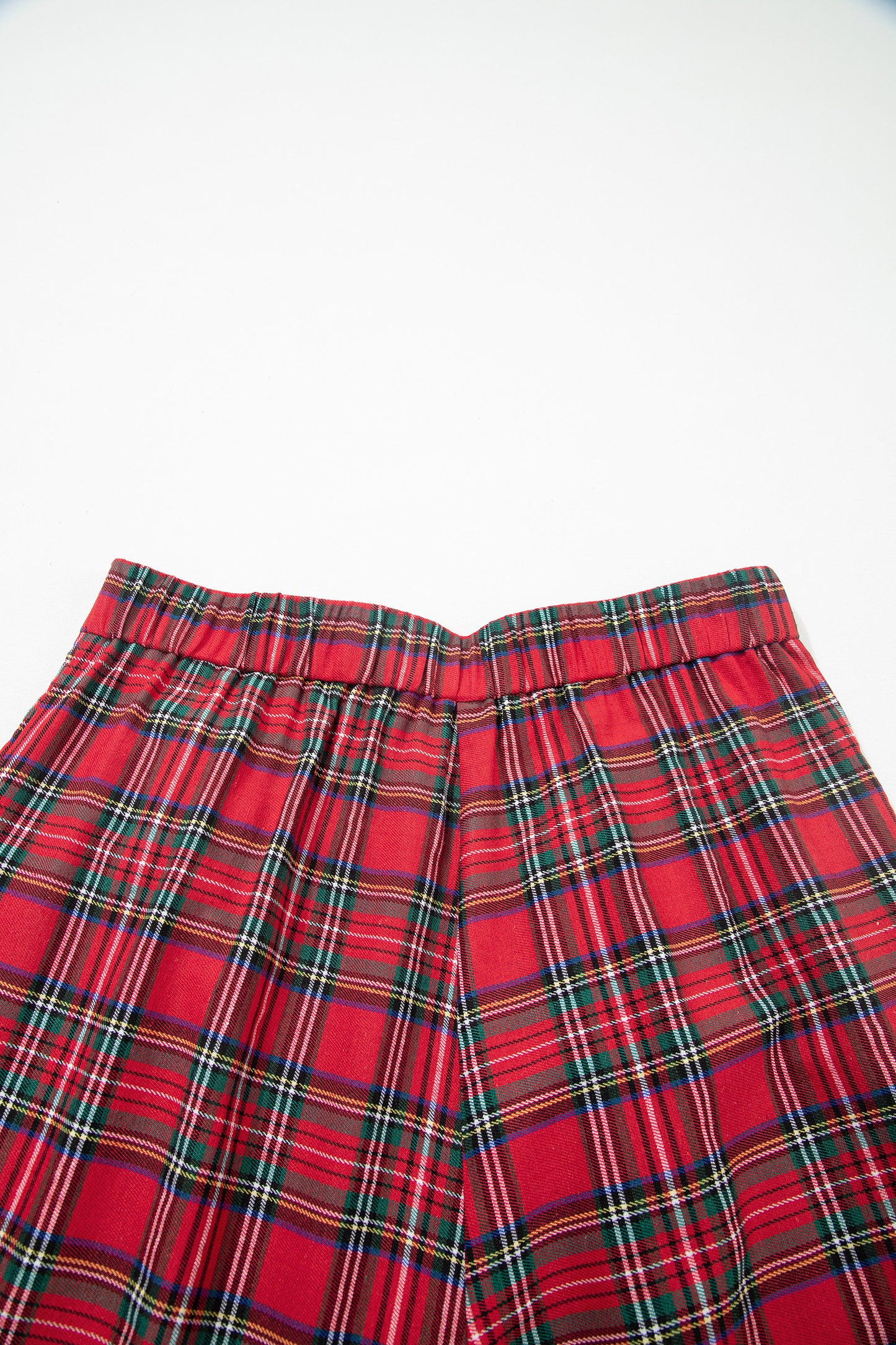 Red Festive Plaid Wide Leg Pull On Pants