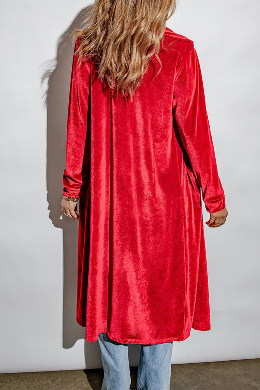 Abrigo retro de terciopelo con bolsillo de manga larga