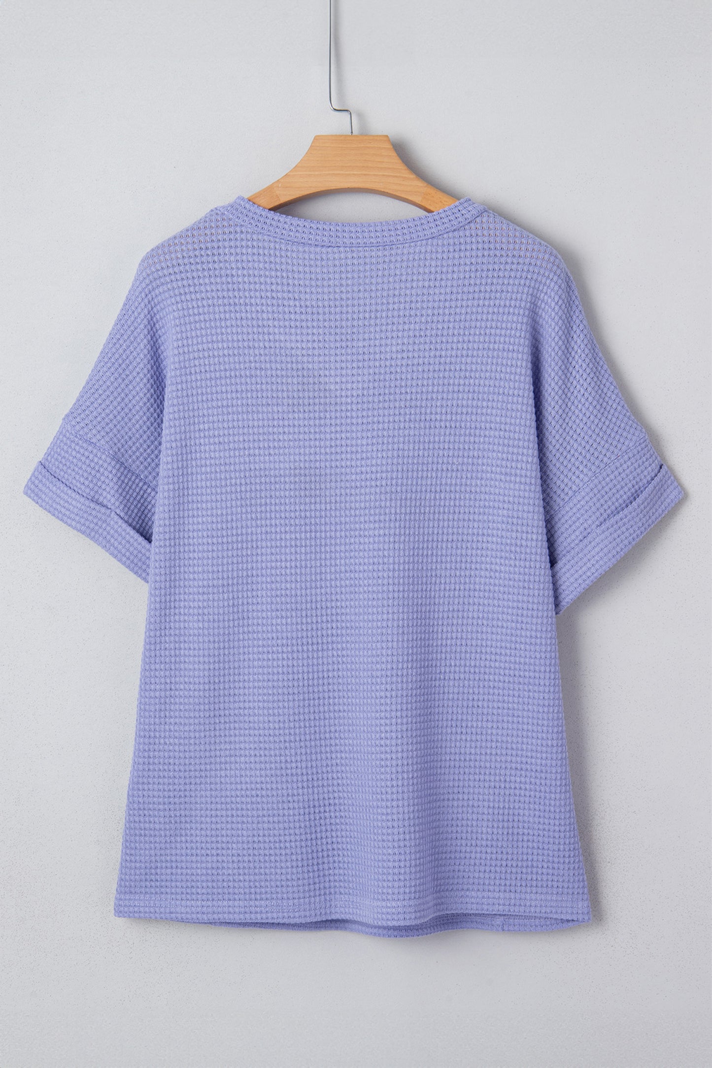 Wisteria V Neck Short Sleeve Plus Size Waffle Knit Top