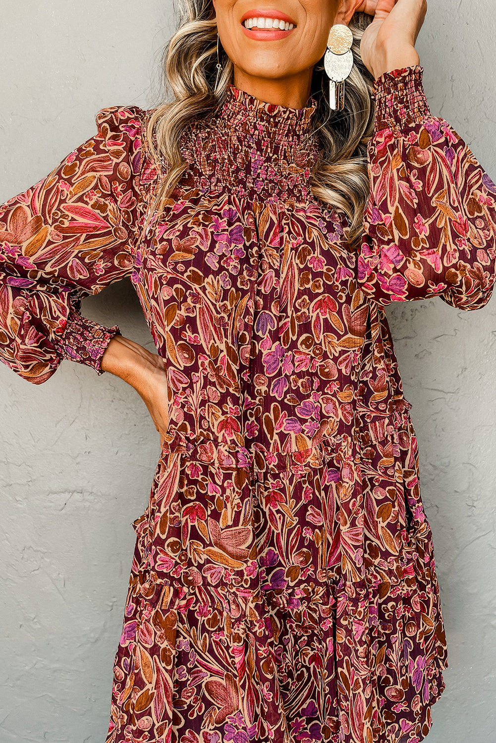 red floral high neck dress Red & Pink Floral High Neck Sleeveless Mini Dress