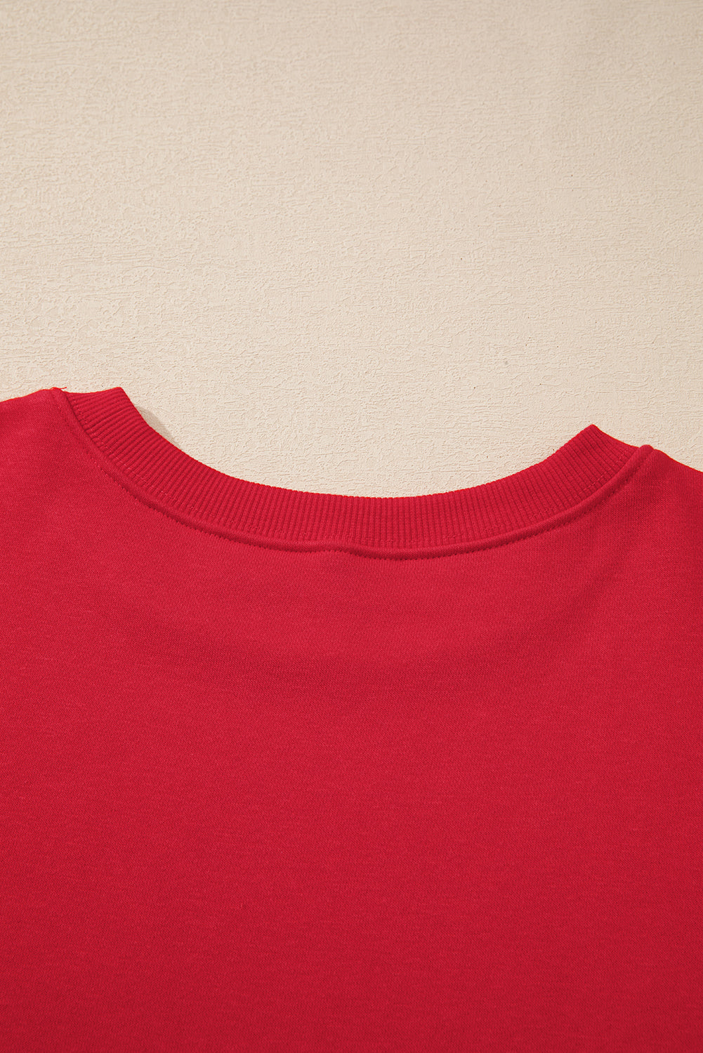 Racing Red Solid Crew Neck Drop Shoulder Plus Size Sweatshirt