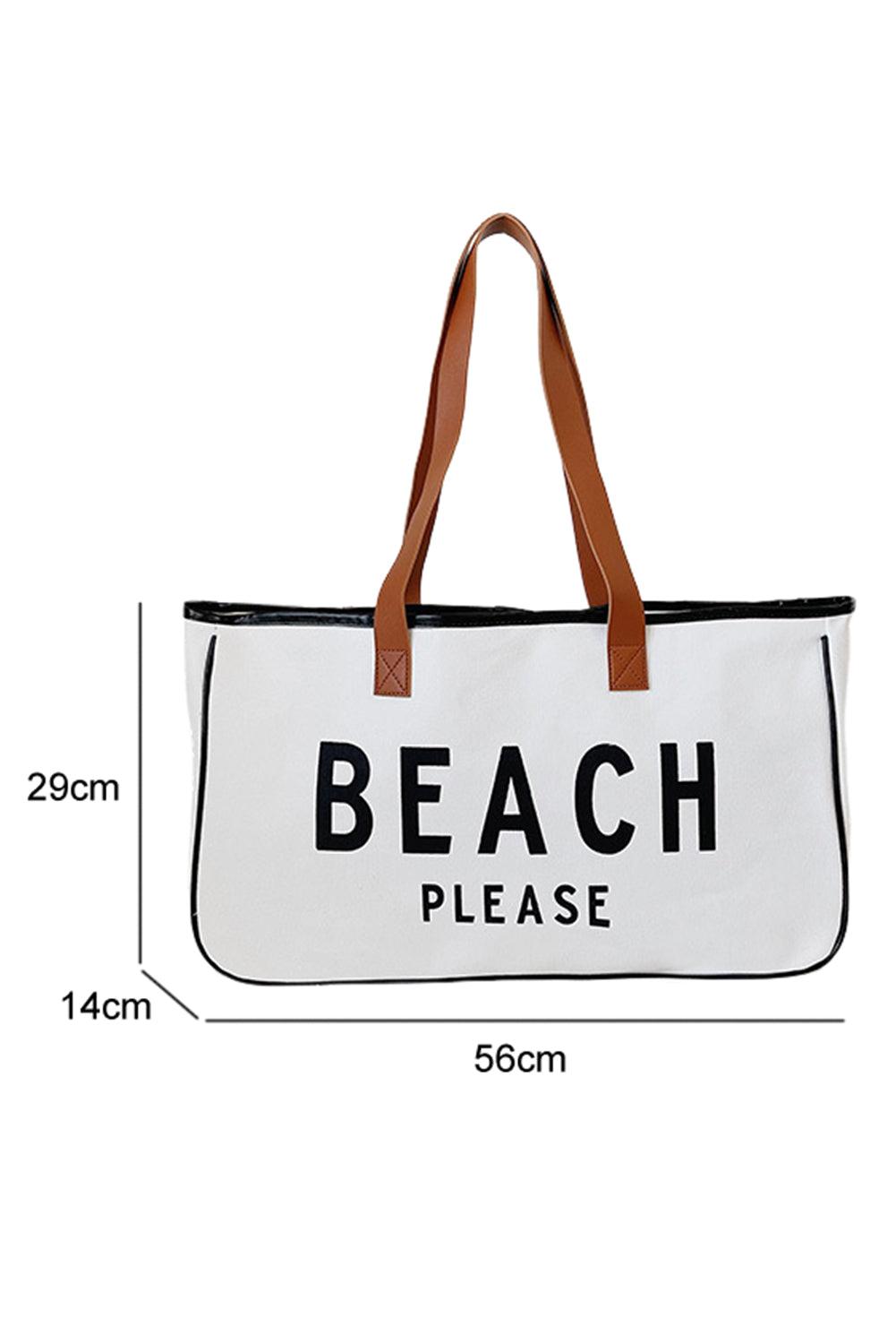 Grand sac fourre-tout en toile blanc brillant avec imprimé BEACH PLEASE