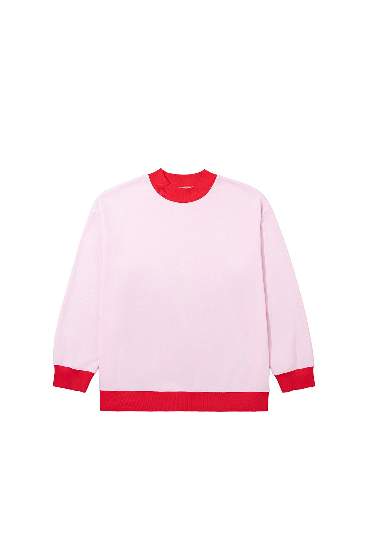 Pink Color Block Contrast Trim Plus Size Sweatshirt