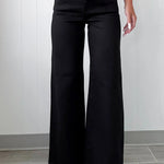 Black 2-Button High Waist Flared Bottom Jeans