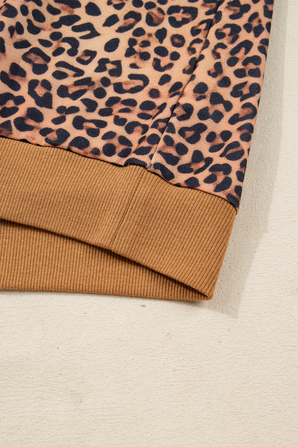 Khaki Leopard Pullover and Pants 2pcs Outfit with Bow Embroidery