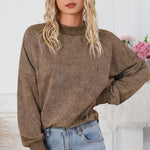 Brown Drop Shoulder Crew Neck Pullover Sweatshirt