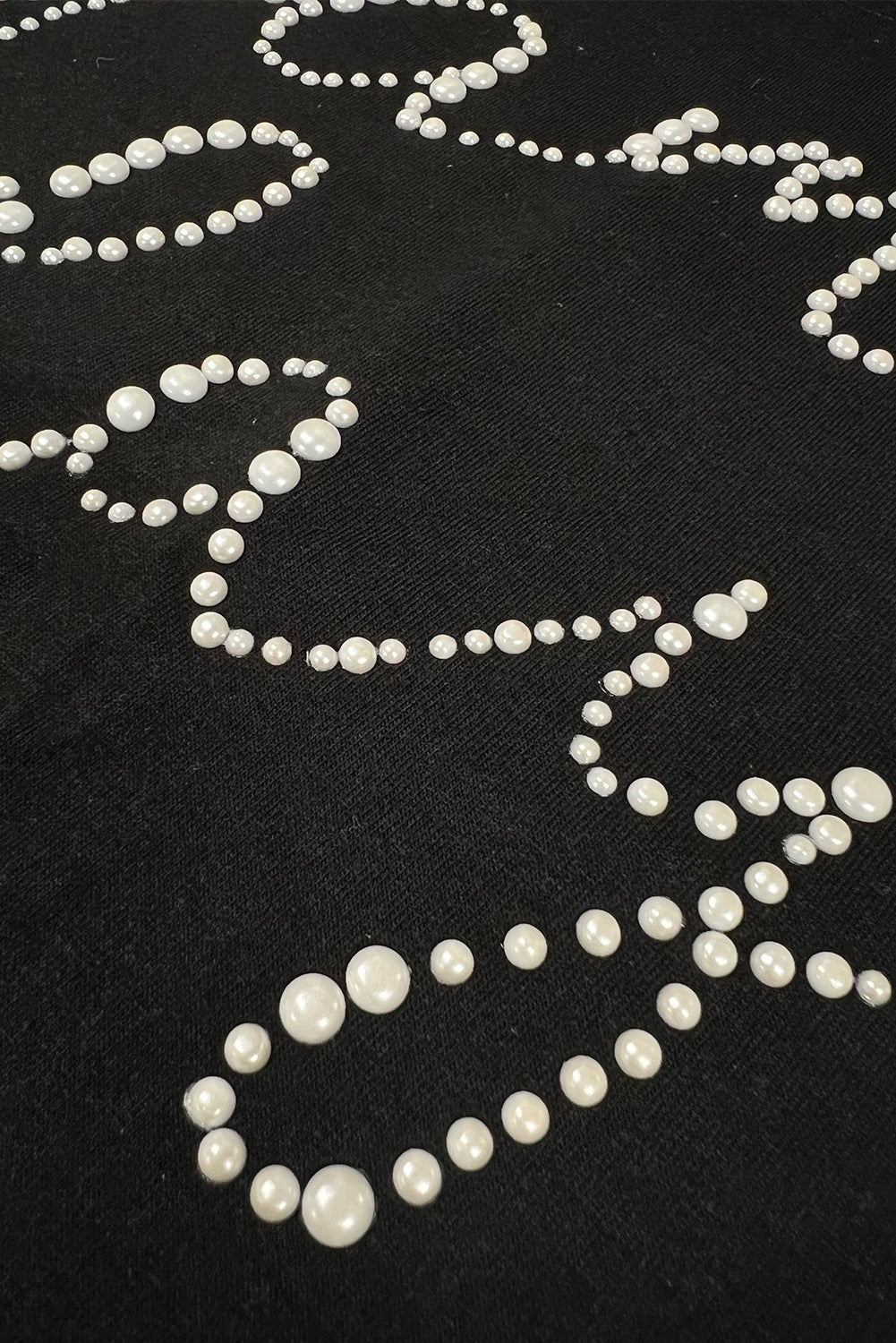 Black Shiny Rhinestone game day Pattern Crewneck T Shirt