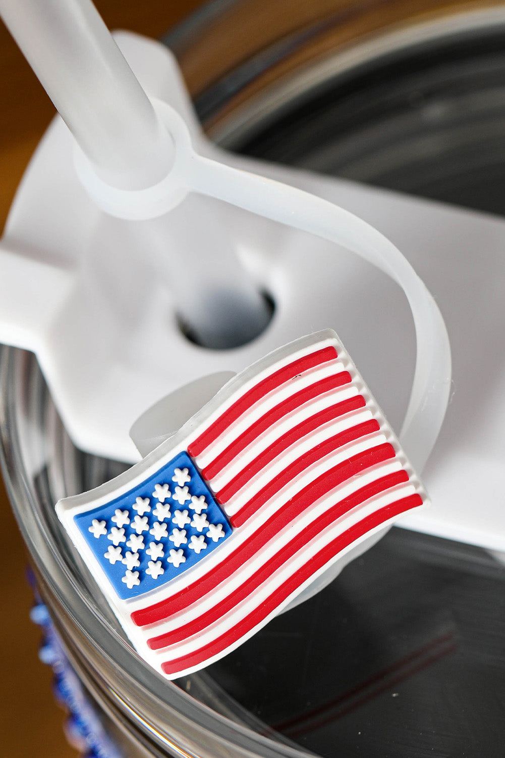 Couvercle en plastique souple en PVC avec imprimé drapeau américain blanc