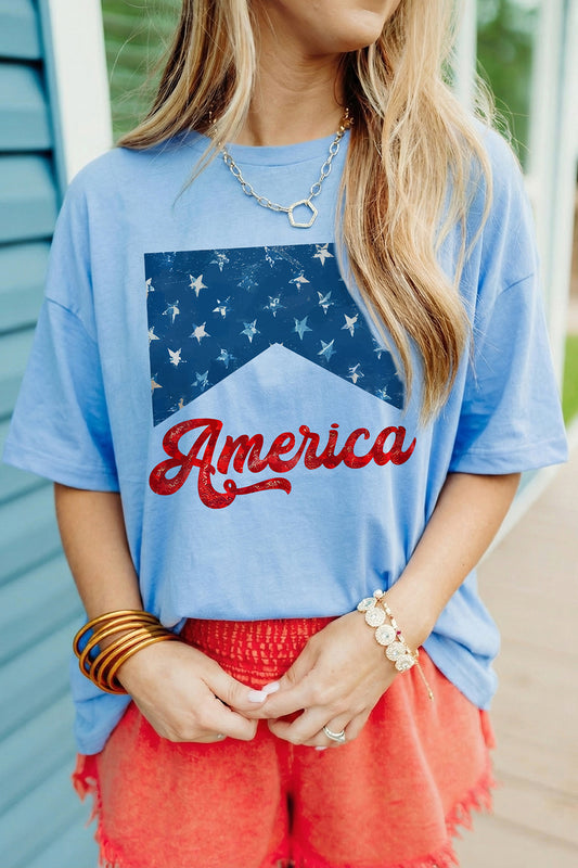 Myosotis America Fashion Print Relaxed T Shirt