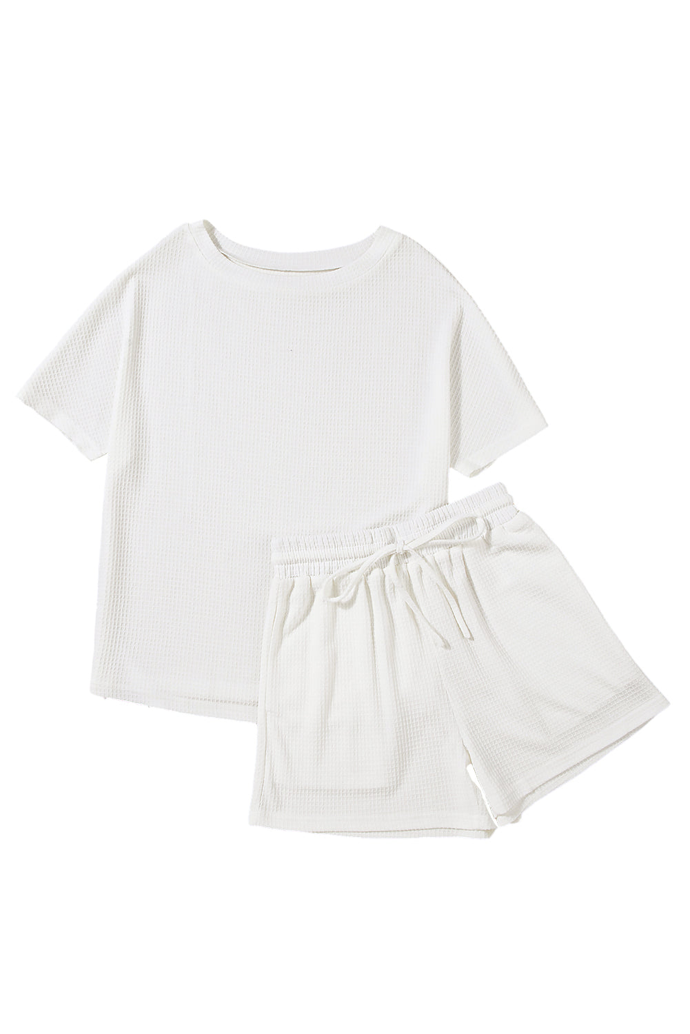 Ensemble t-shirt texturé décontracté blanc et short à cordon