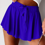 Dark Blue Drawstring High Waist Lined Tennis Skorts