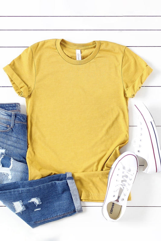 Blank Apparel - Camiseta color caqui con cuello redondo y color sólido personalizada