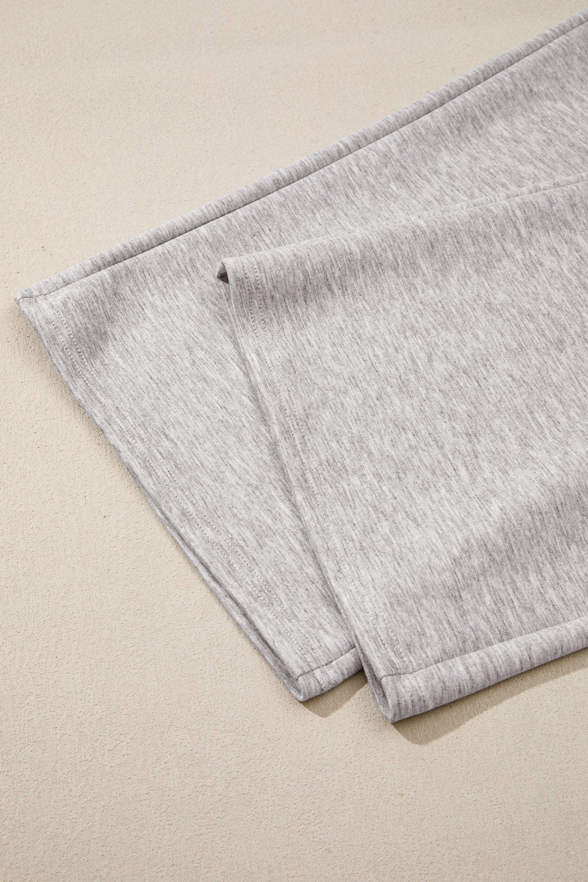 Gray Color Contrast Overlay Long Sleeve Top Drawstring Loose Pant Set