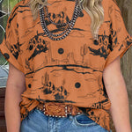 Chestnut Desert Sand Print Short Sleeve Knit Top