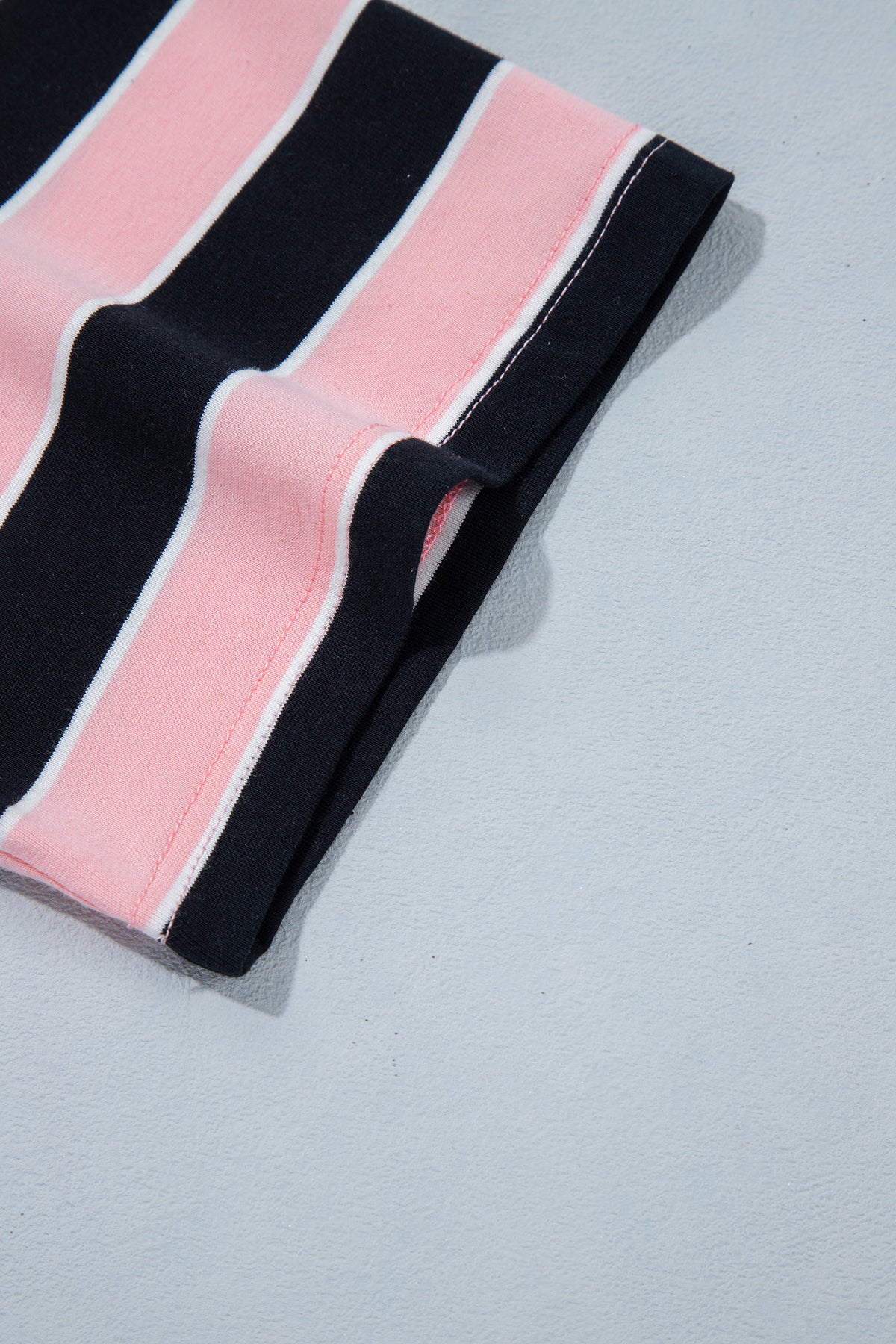 Pink Stripe Loose Tee and Pants Two Piece Set