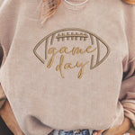 Apricot Rugby Game Day Embroidered Corduroy Sweatshirt
