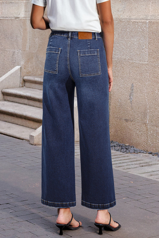 Sail Blue Mimimalist Patch Pocket Womens Shift Jeans