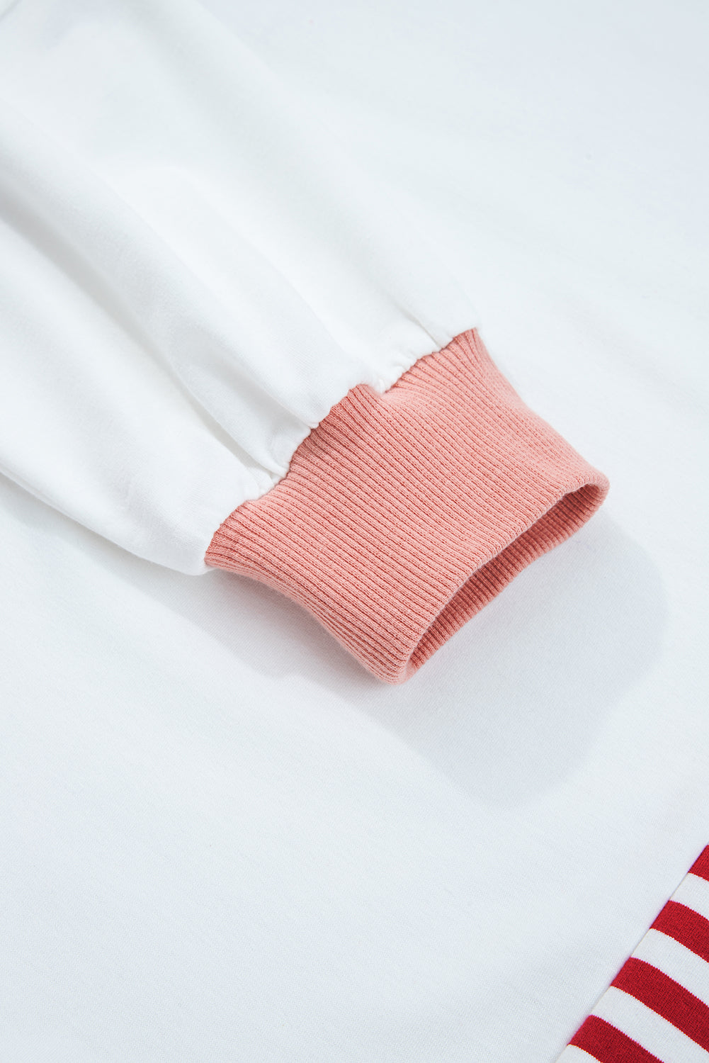 Red Stripe Colorblock Patchwork Contrast Stitching Oversize Sweatshirt