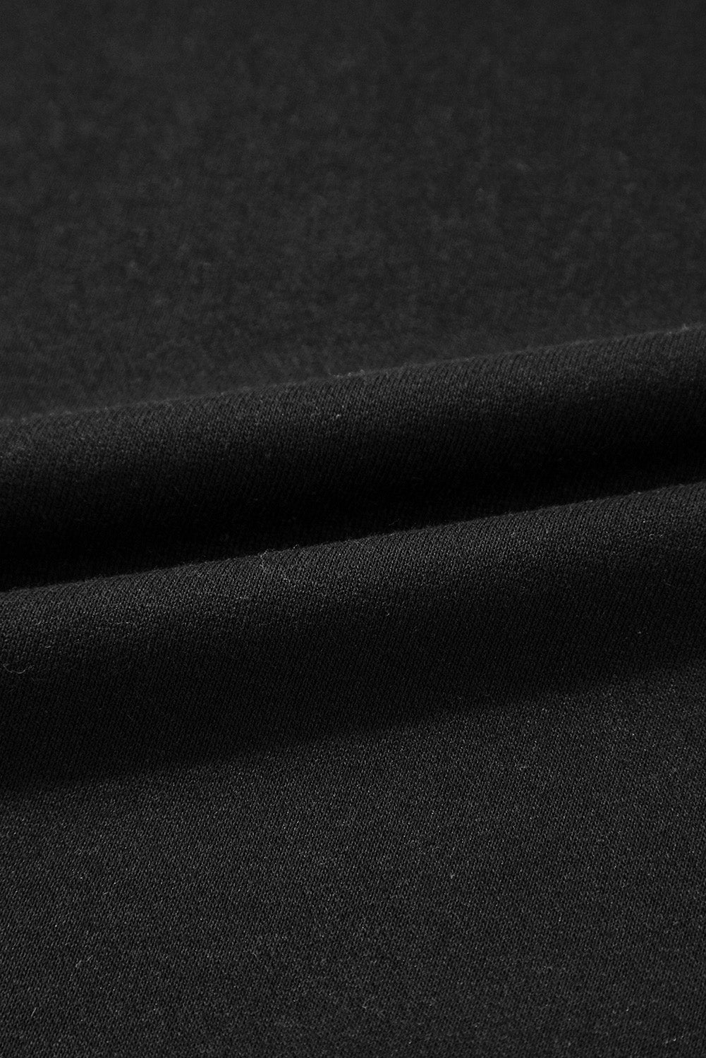 Sweat-shirt noir à col rond et épaules tombantes avec coutures apparentes et fentes