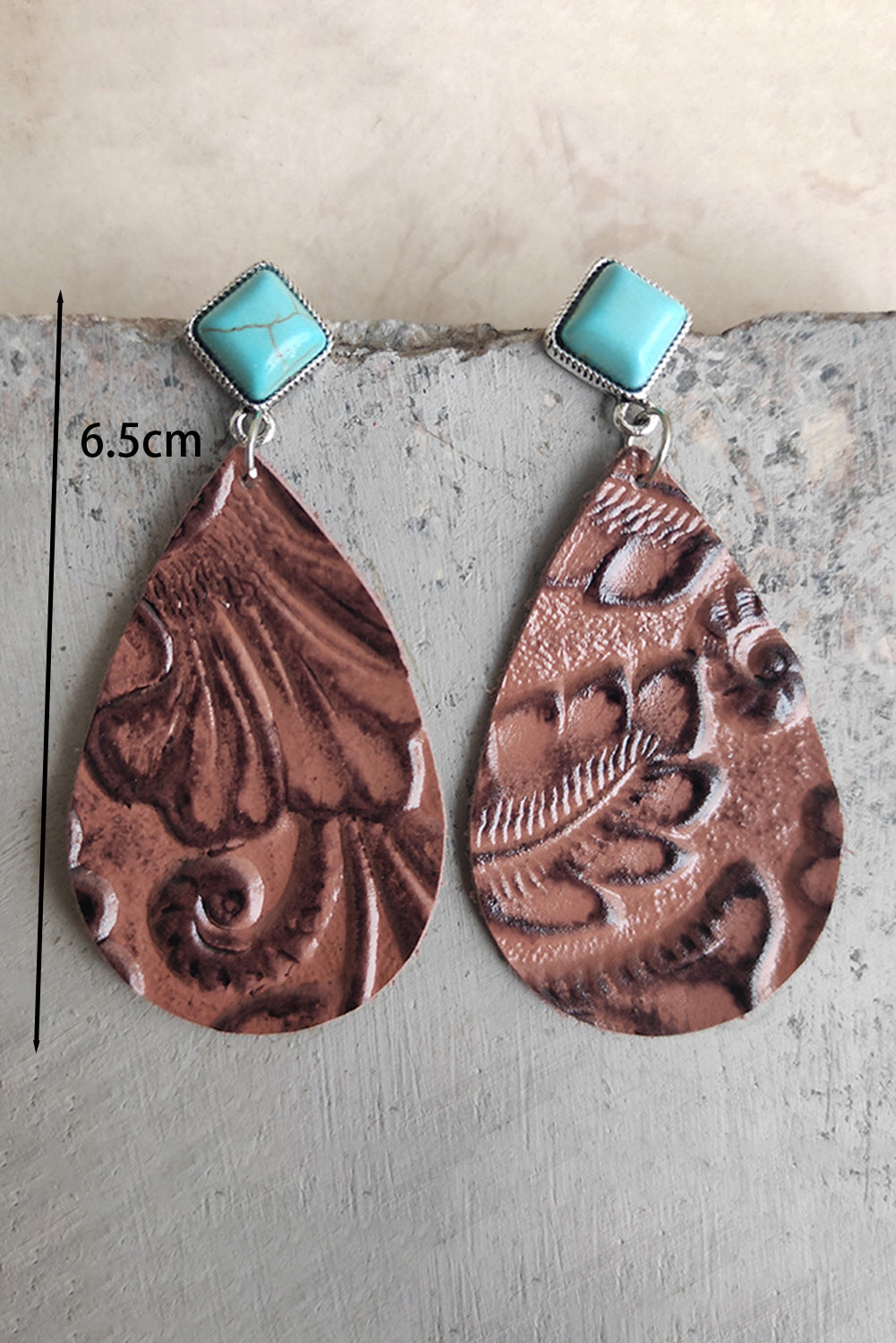 Vintage Turquoise Embossed Drop Earrings