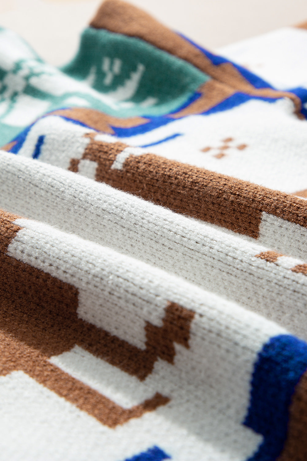 Pull col roulé colorblock motif renne et flocon de neige de Noël Canton