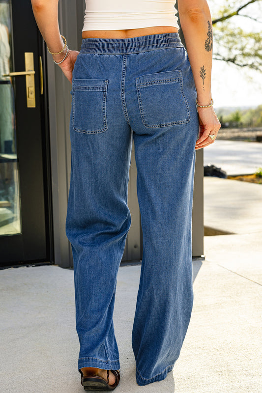 Ashleigh Blue Drawstring Waist Wide Leg Jeans